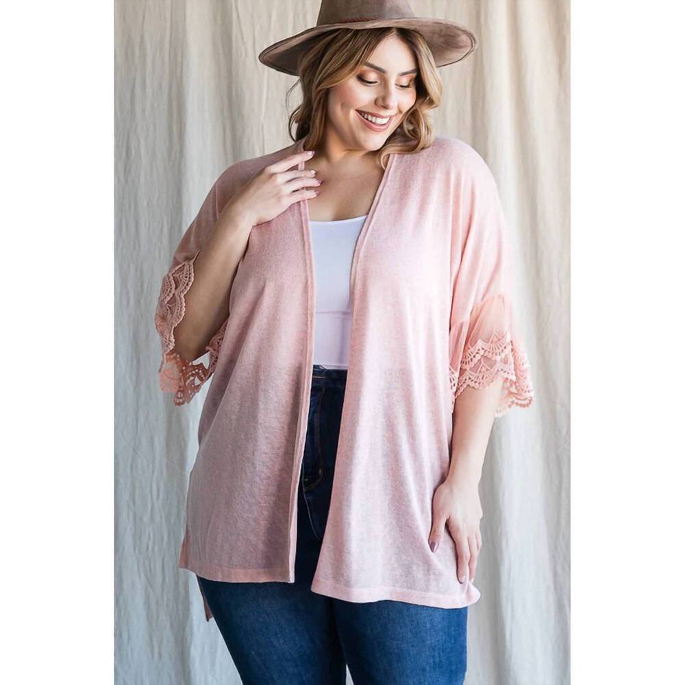 NEW WHITE LABEL lace sleeve cardigan coverup in blush